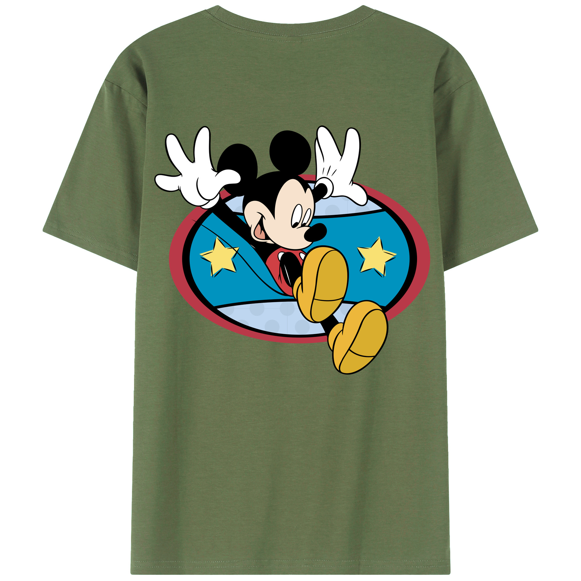 ミッキーマウス Mickey Mouse 綿100％ メンズ半袖Tシャツ（バックプリント） 通気性
